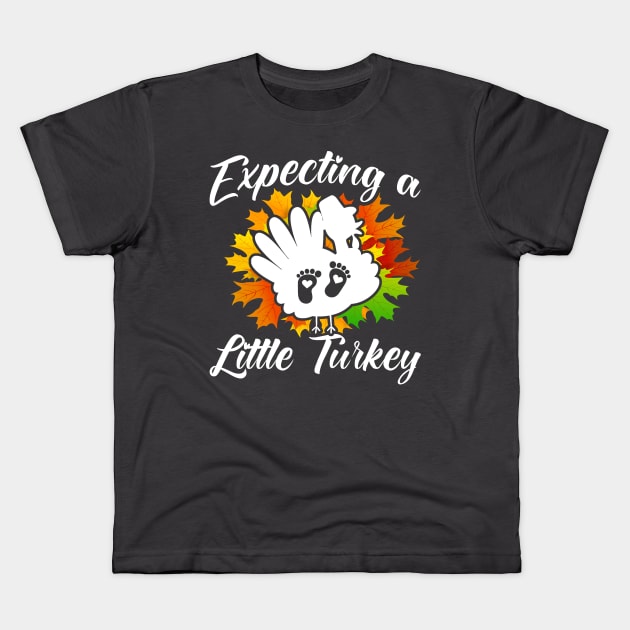 Expecting A Little Turkey Baby Reveal Pregnancy Announcement Kids T-Shirt by Toeffishirts